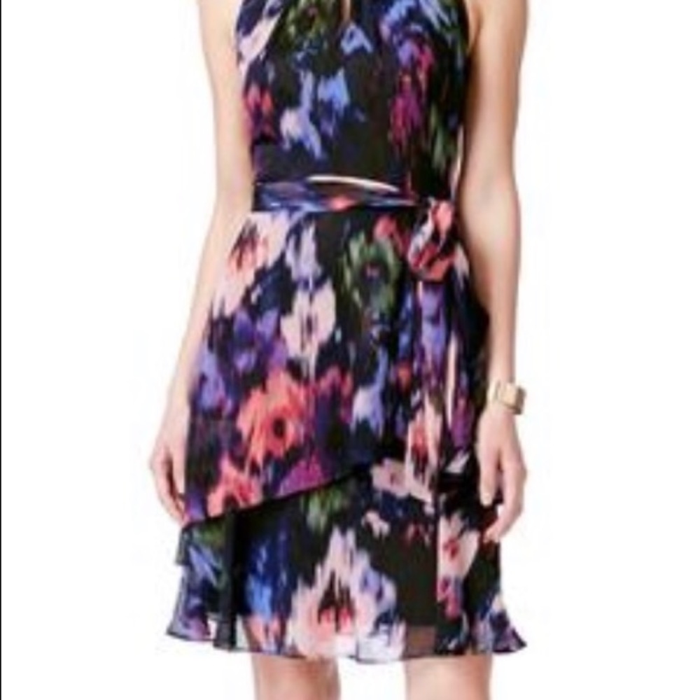 Tahari Floral-Print Keyhole A-Line Dress (NWT) - Picture 2 of 6